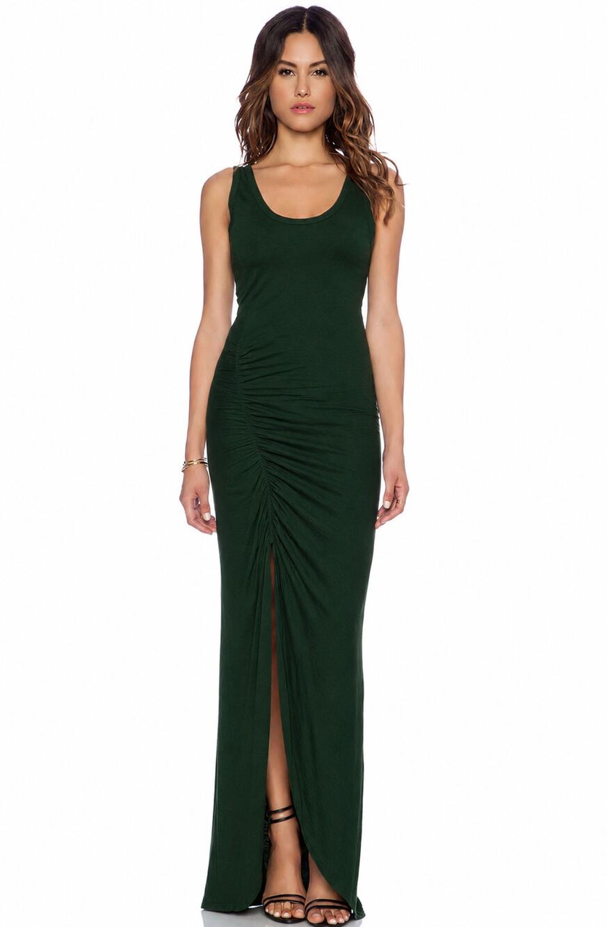 SAINT GRACE Gita Maxi Dress in Dark Green Size S